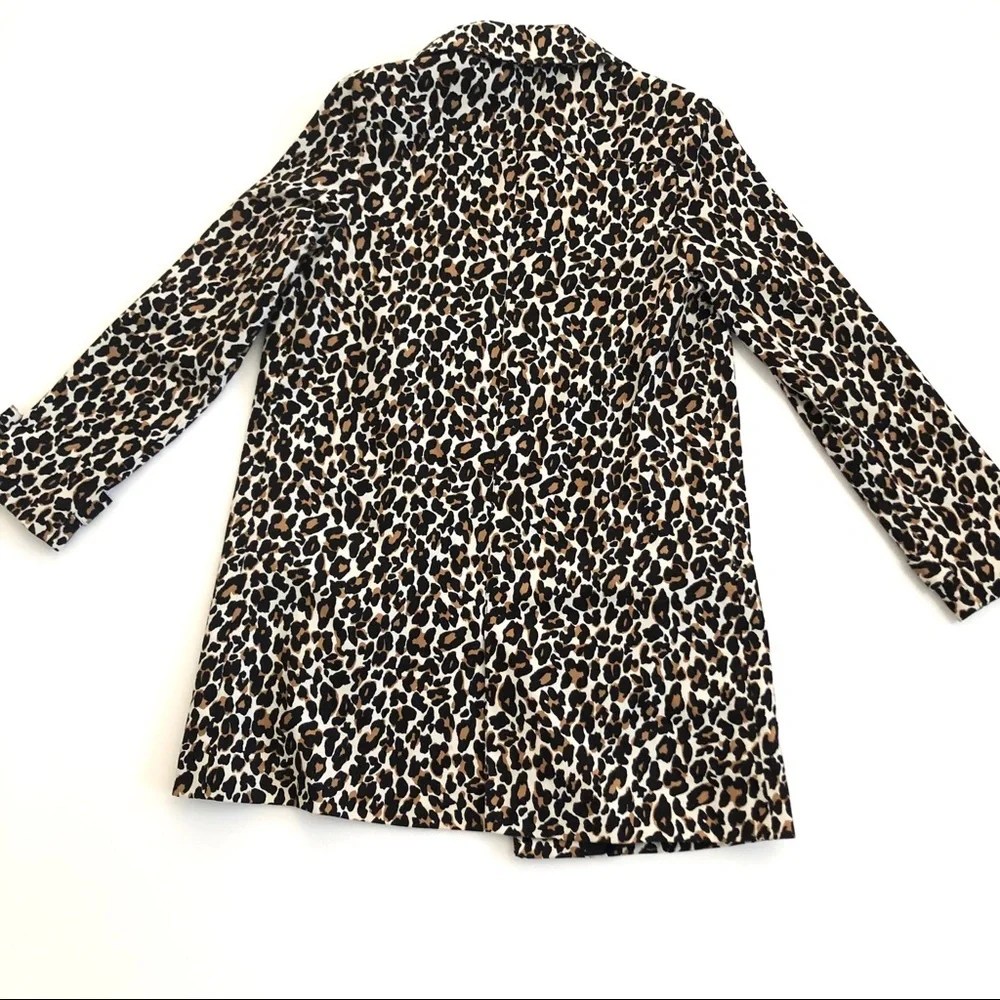 Y2K Forever 21 Cotton Leopard Print Trench Size Small - Picture 2 of 6